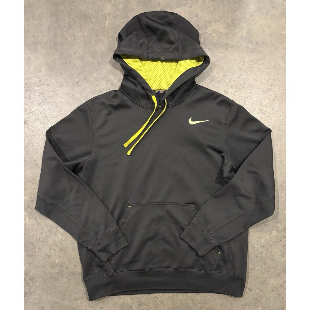 Nike Therma Fit Sweatshirt Mens Medium Gray Hoodie Pullover Embroidered Swoosh